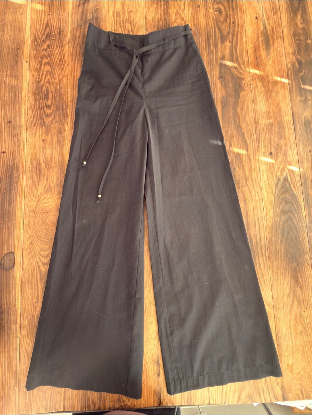 ANTONIO MELANI Black Wide-Leg Drawstring Trousers